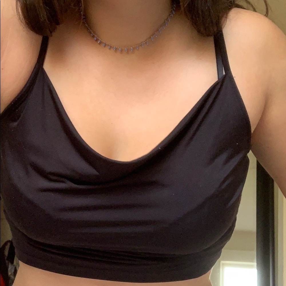Black stretchy cowl neck cami tank